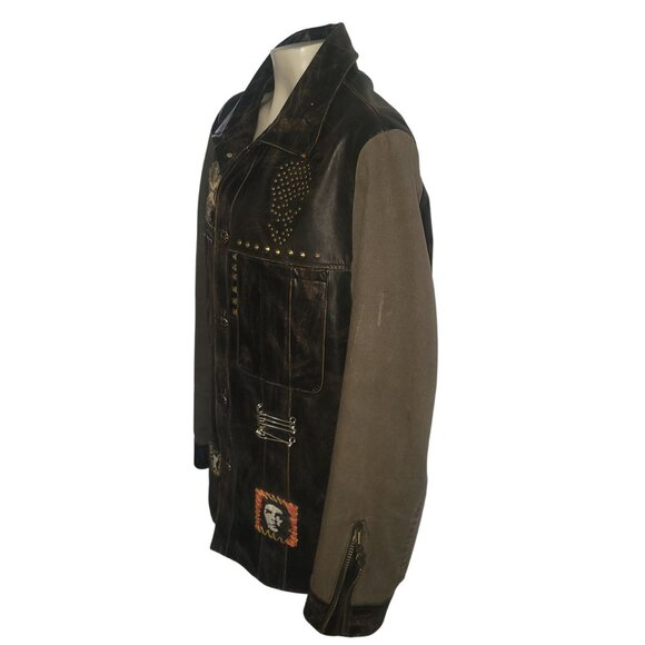 WILSON'S M JULIAN Vintage rock- inspired Distressed Leather Jacket Skull Studs - Picture 2 of 9